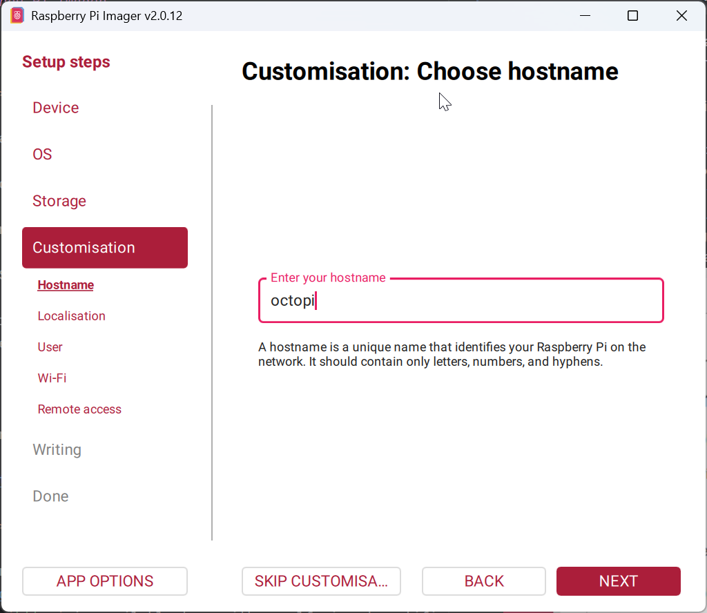 Raspberry Pi Imager Customisation: Hostname