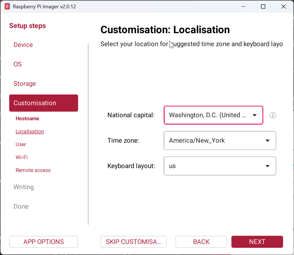 Raspberry Pi Imager Customisation: Localisation