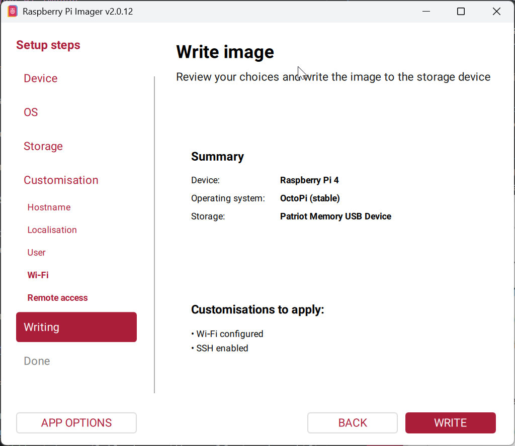 Raspberry Pi Imager: Writing