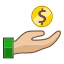 Hand receiving a coin